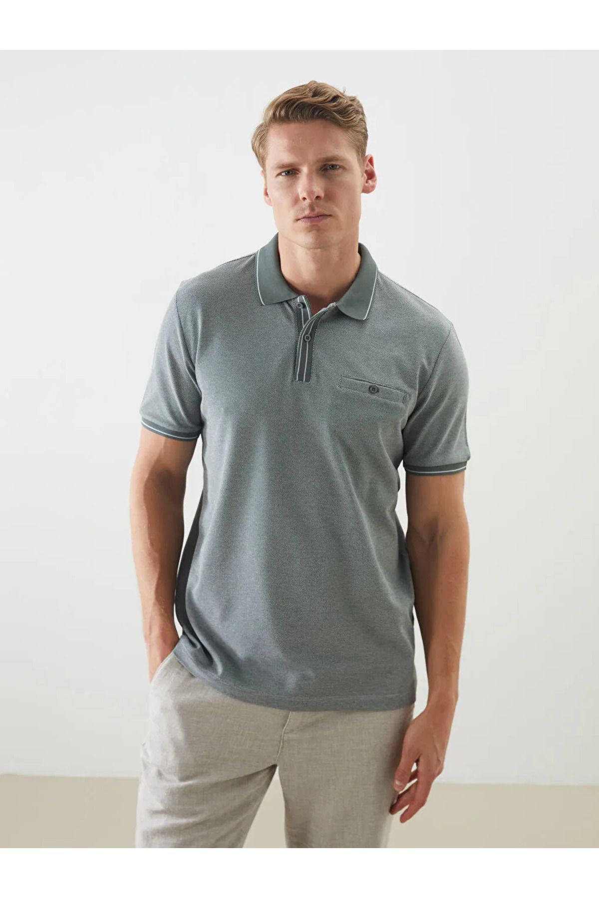 LC Waikiki LCWAIKIKI Classic Yeşil Polo Yaka Erkek Tişört
