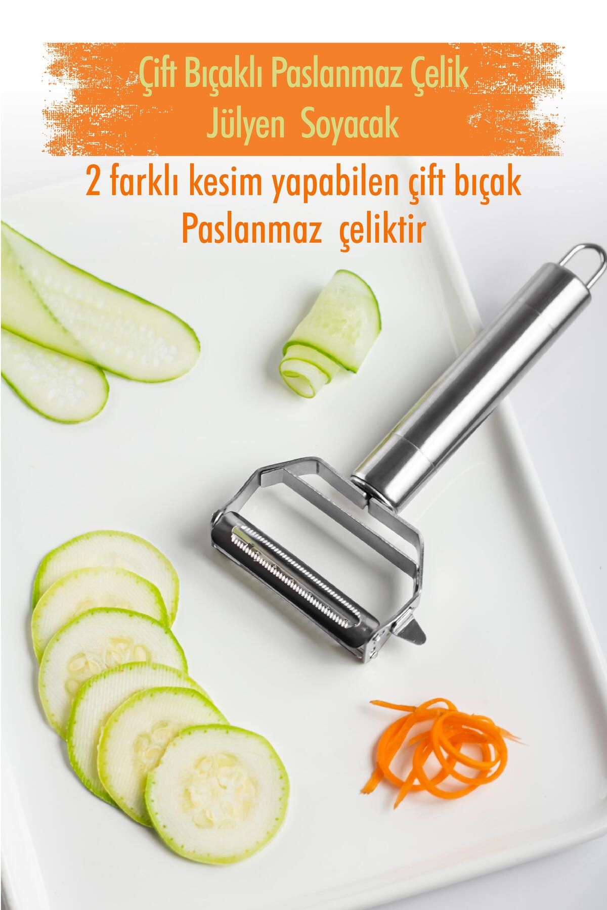 Shop58 Paslanmaz Çelik Sebze Meyve Julyen Soyucu & Doğrayıcı 17 Cm
