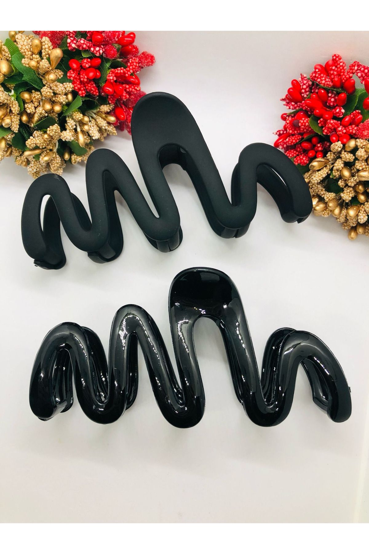 İnDerin Fransız Tasarımı Dalgalı Mat ve Parlak Saç Tokası 2’li Pinterest İthal Mandal Toka 13 cm