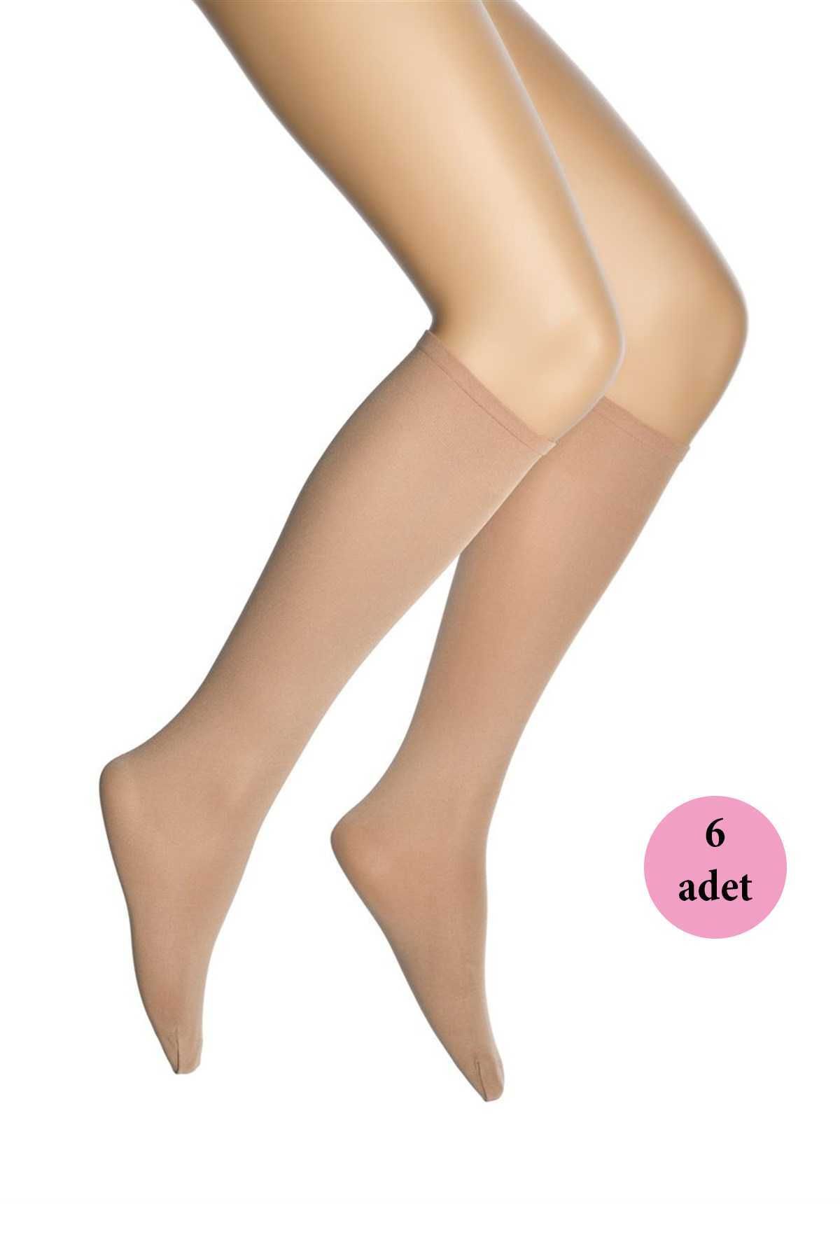 Shop58 6 Adet Mikro 70 Dizaltı Kadın Çorap Ten 57