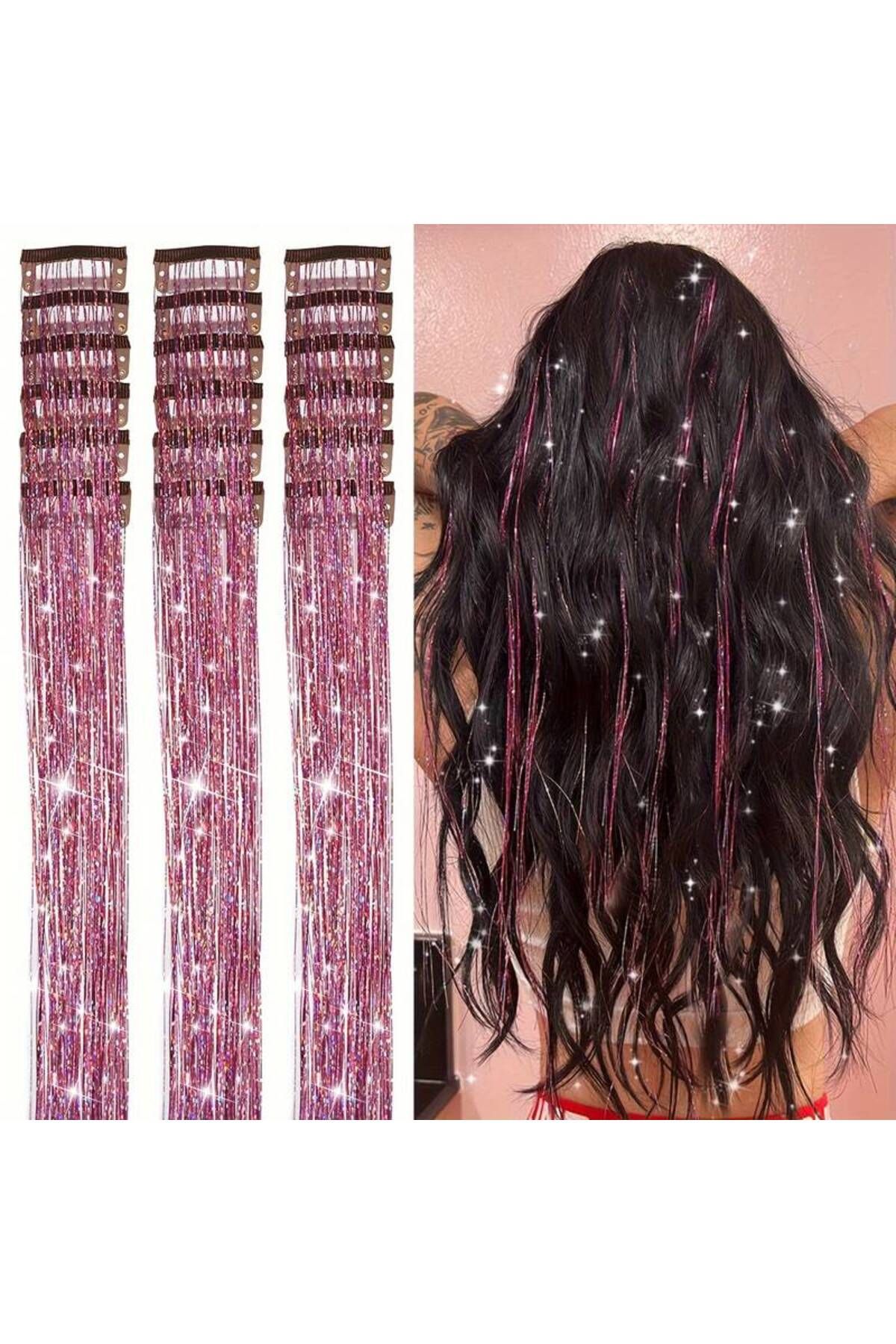 MutluBiDünya 1 Adet Çıt Çıtlı Hair Tinsel Gelin Teli Saç Simi Aksesuarı