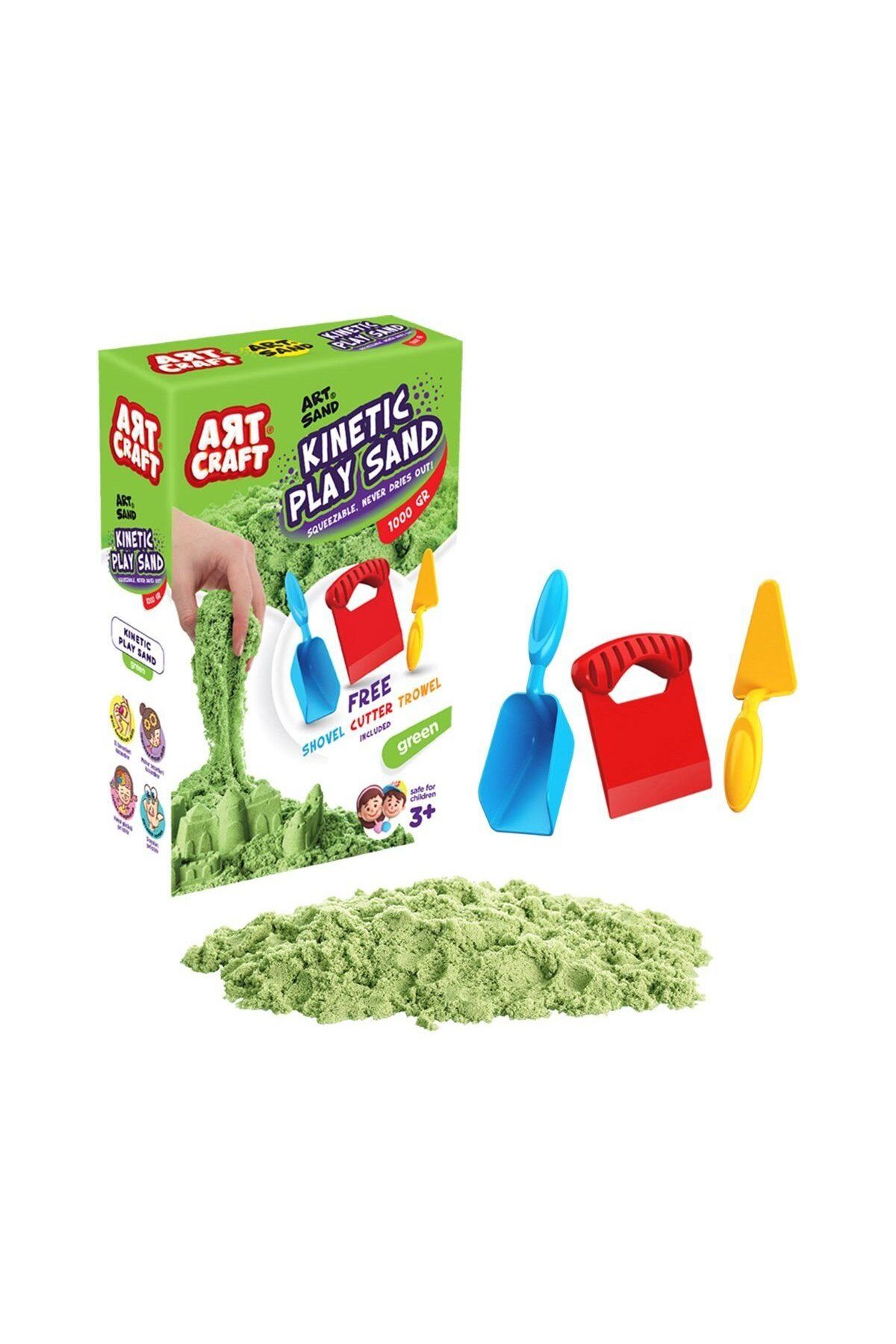 TimeStart 03692 Model Aksesuarlı Yeşil Kinetik Oyun Kumu 1000 gr