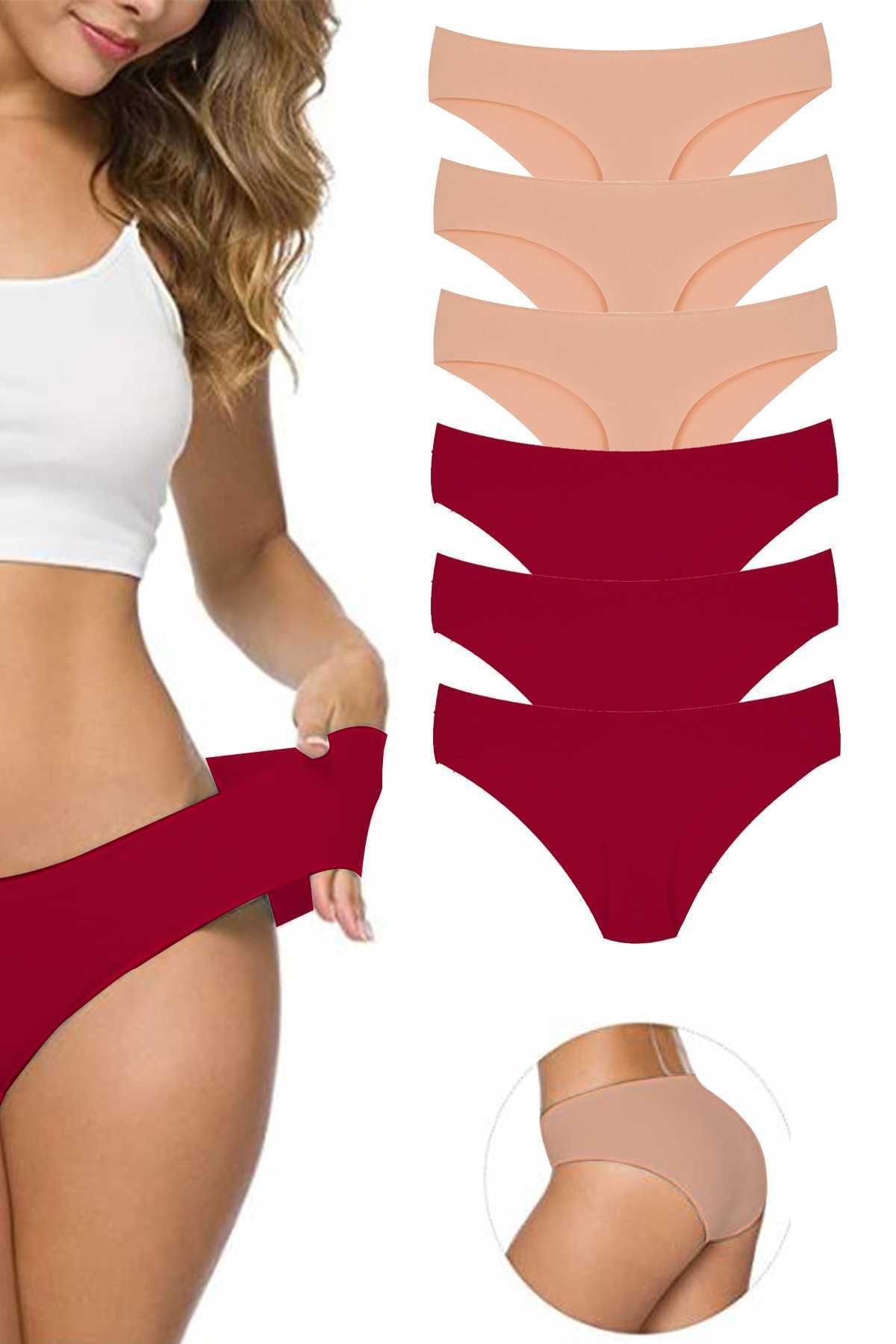 Shop58 6 Adet Kadın Dikişsiz Lazer Kesim Esnek İz yapmayan Külot S7