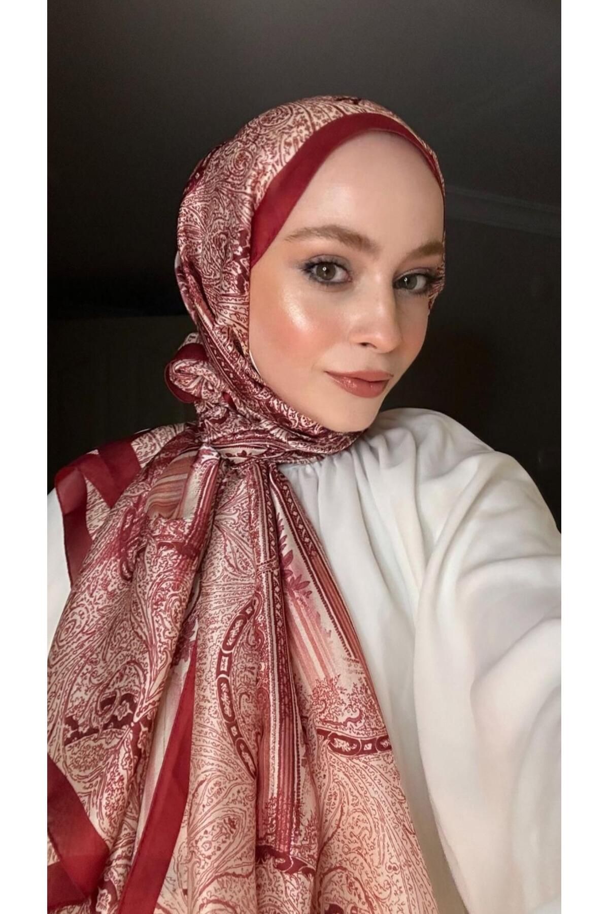 modayışığı Kırmızı Vual İpek Şal