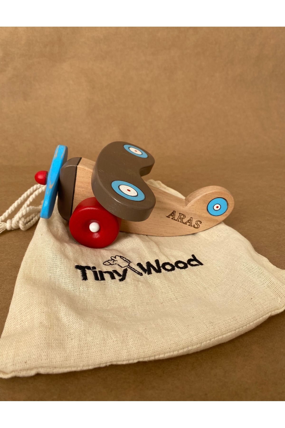 tiny wood İsme Özel Ahşap Oyuncak Uçak | Doğal Kayın Ağacından El Yapımı Montessori