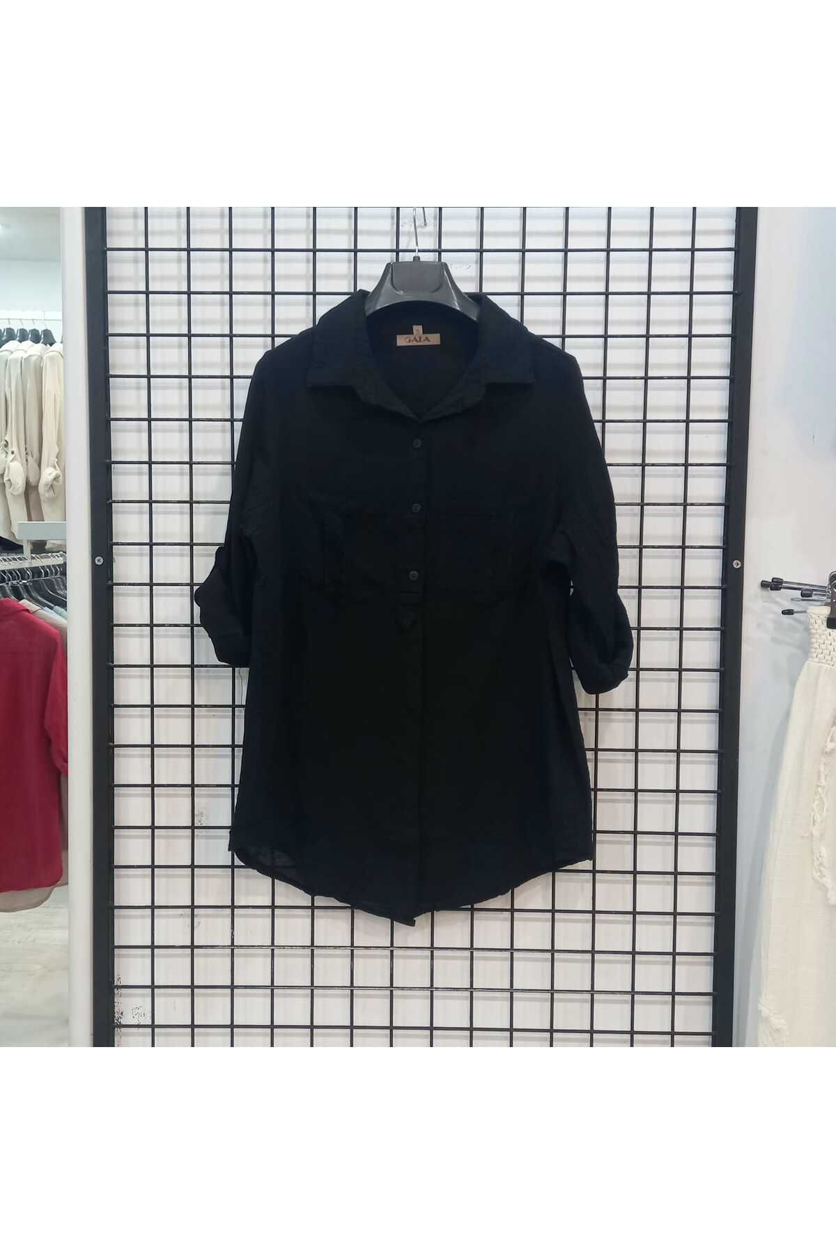 Butik Şans Cep Detaylı Düğme Kapamalı Koton Gömlek