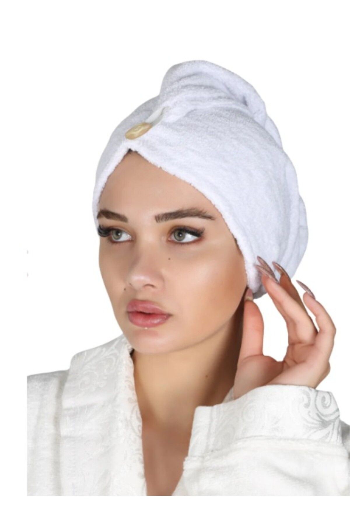 embays collection Düğme Lastikli Saç Havlusu, Saç Bonesi, Makyaj Bonesi, Yüz Bakım Havlusu, Banyo Sonrası Saç Kurutma