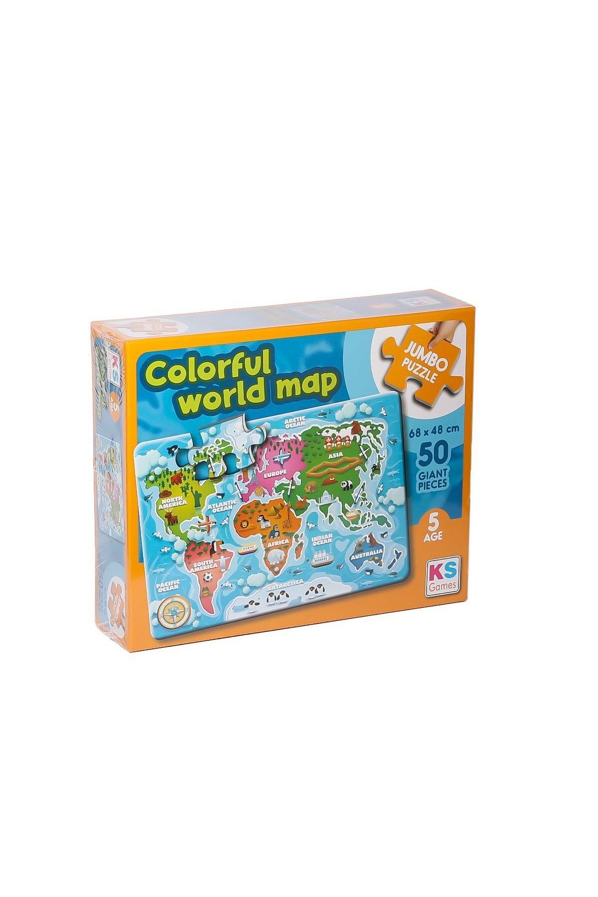 TimeStart JP 31015 Colorful World Map Jumbo Puzzle 50 Parça - * Puzzle