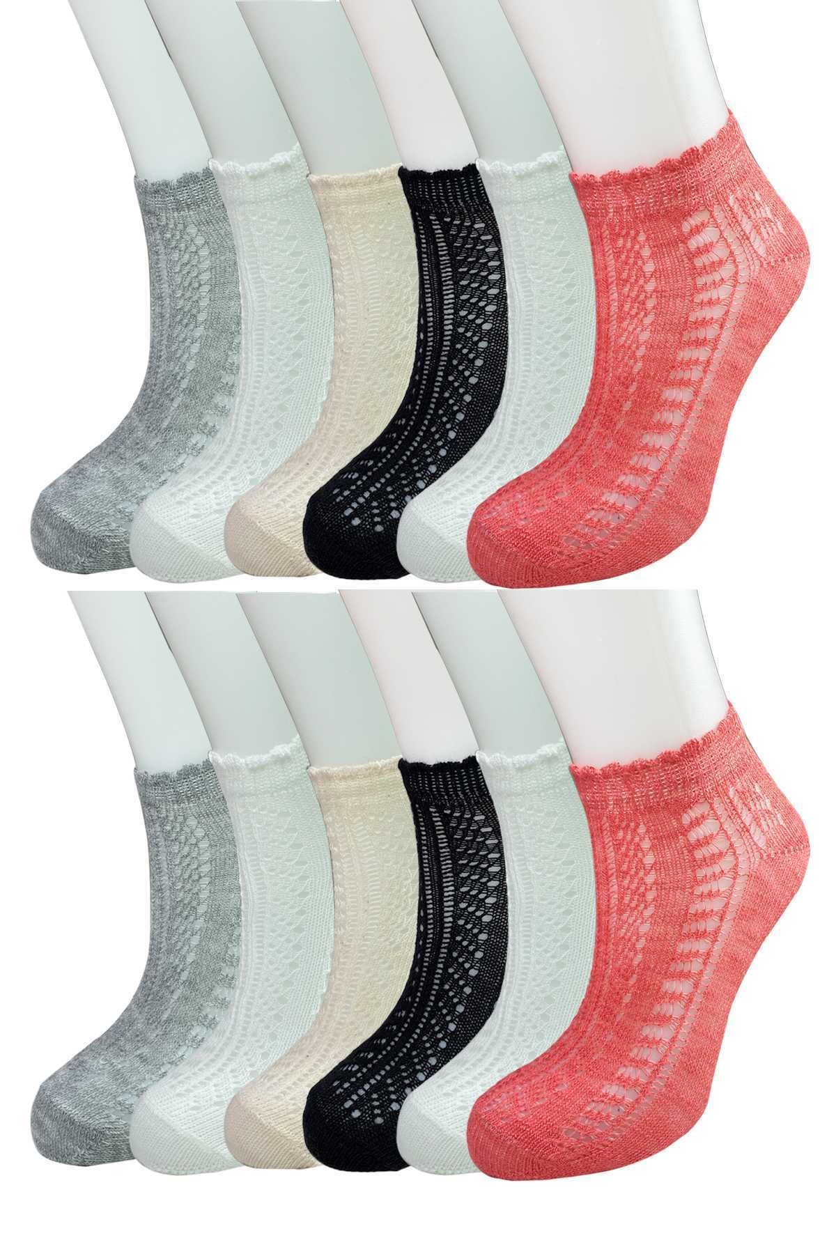 Shop58 12 Adet Örgü İşlemeli Kadın Fantezi Bilek Çorap