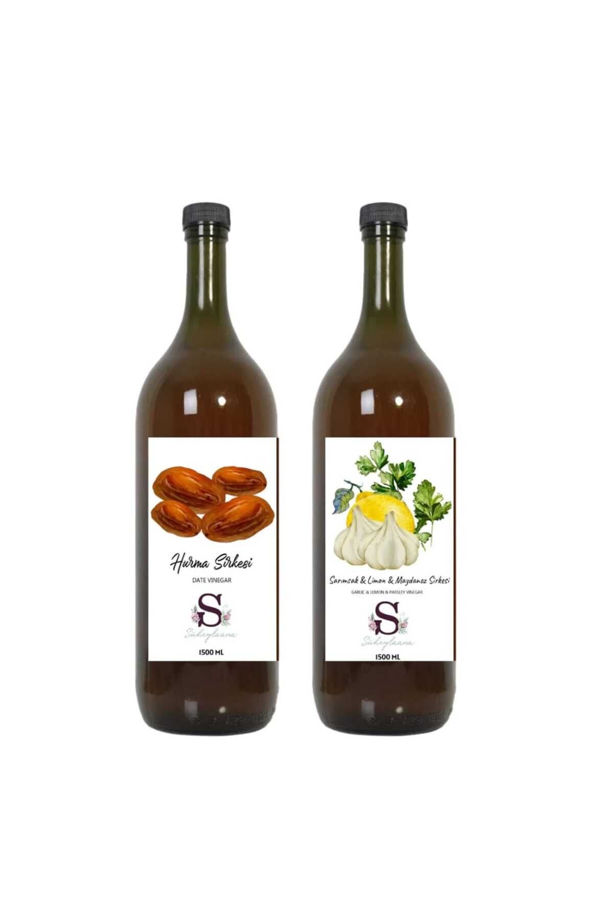 Süheylaana Doğal Hurma Sirkesi 1500 Ml - Doğal Sarımsak & Limon & Maydanoz Sirkesi 1500 Ml