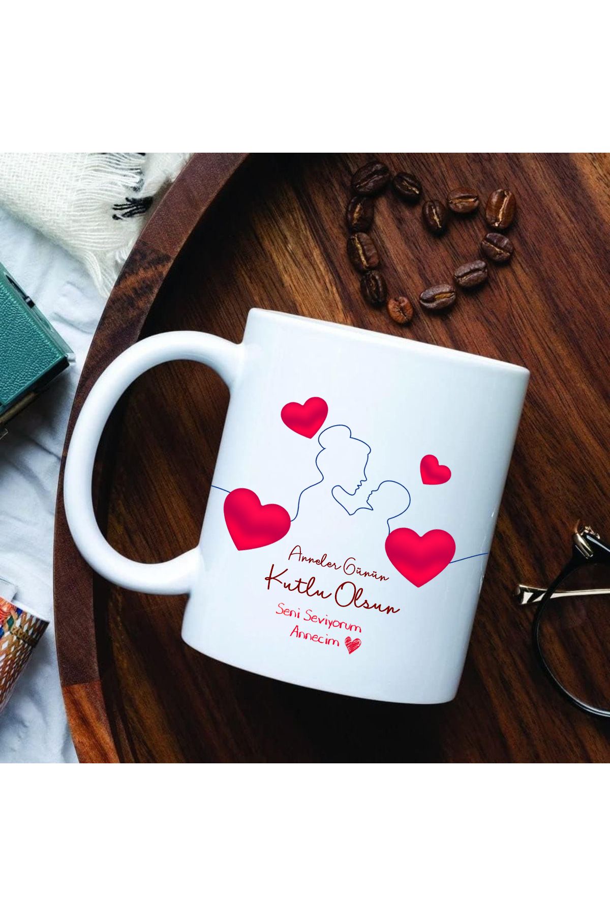 Cups Art Anneler Günü Hediyesi Özel Tasarım Çift Yön Baskılı 1. Kalite Porselen Kupa Bardak