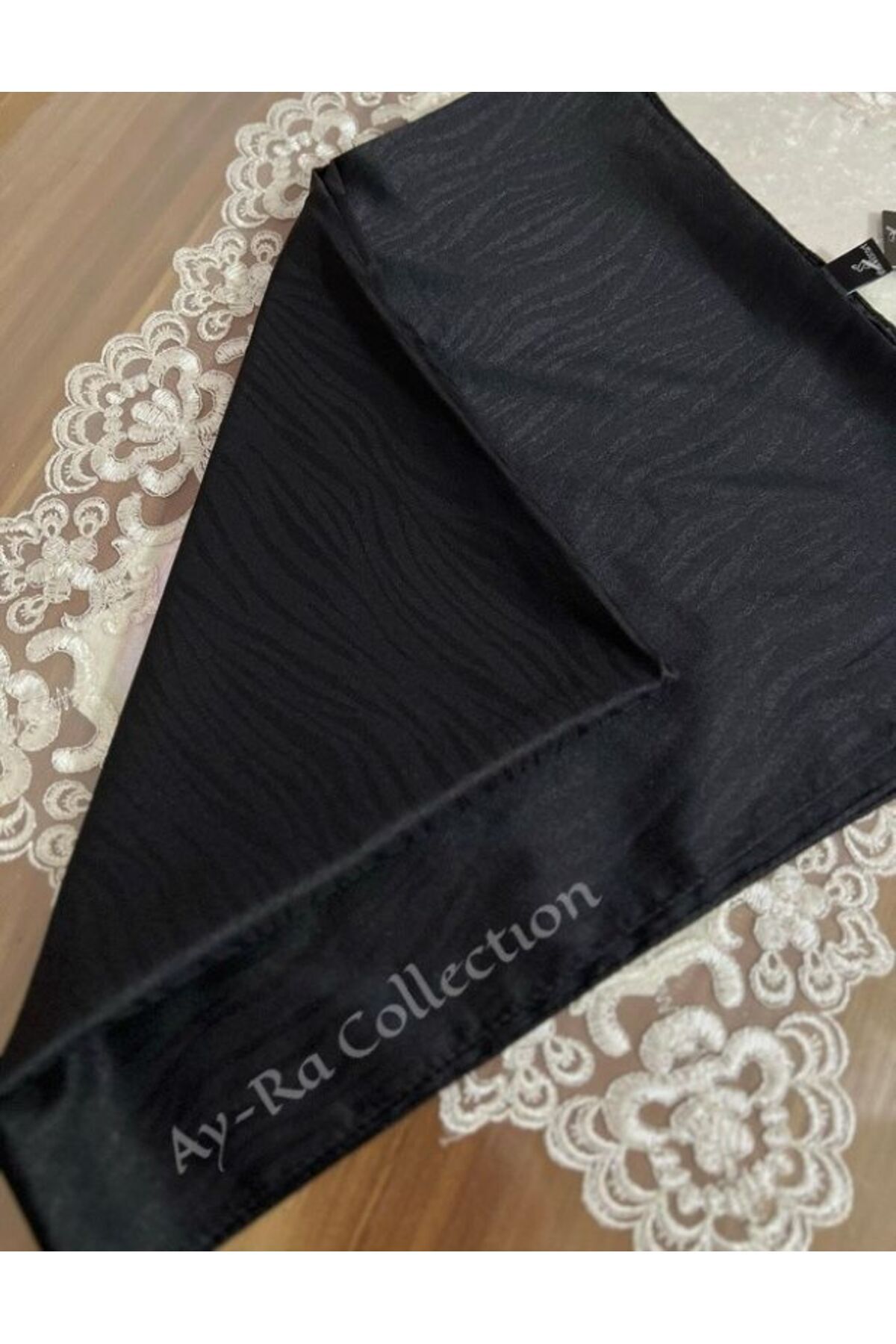 Ay-Ra Collection Siyah Dalga Desenli Pamuklu şal (70X180)