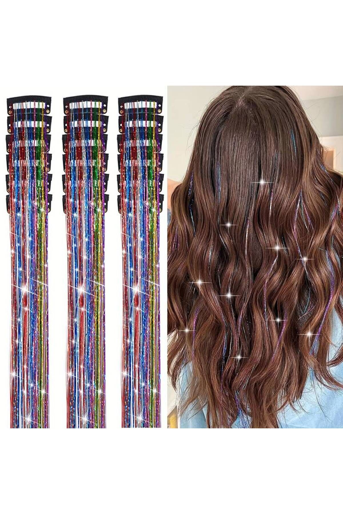 MutluBiDünya 1 Adet Çıt Çıtlı Hair Tinsel Gelin Teli Saç Simi Aksesuarı