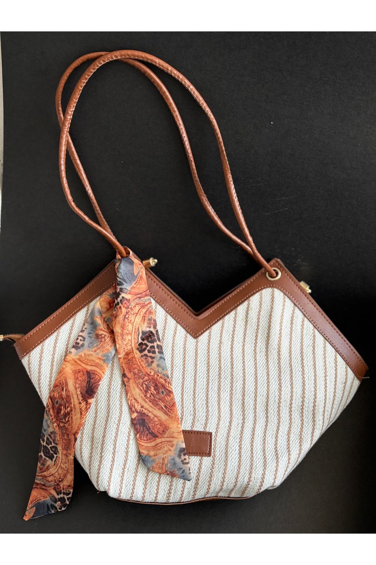 Salre Accessory Fularlı Hasır kadın omuz çanta