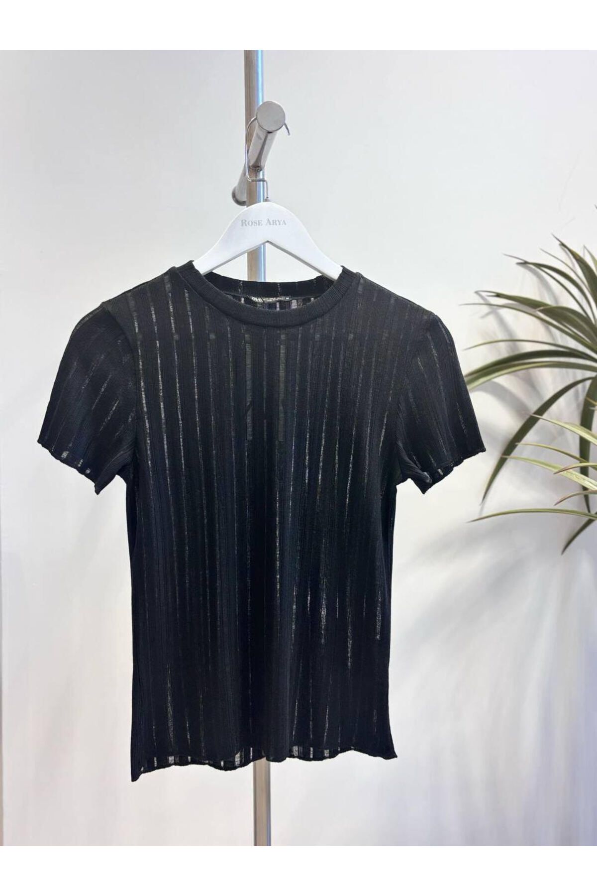 LookEss Kadın ZR Yarı Transparan Örme Tişört