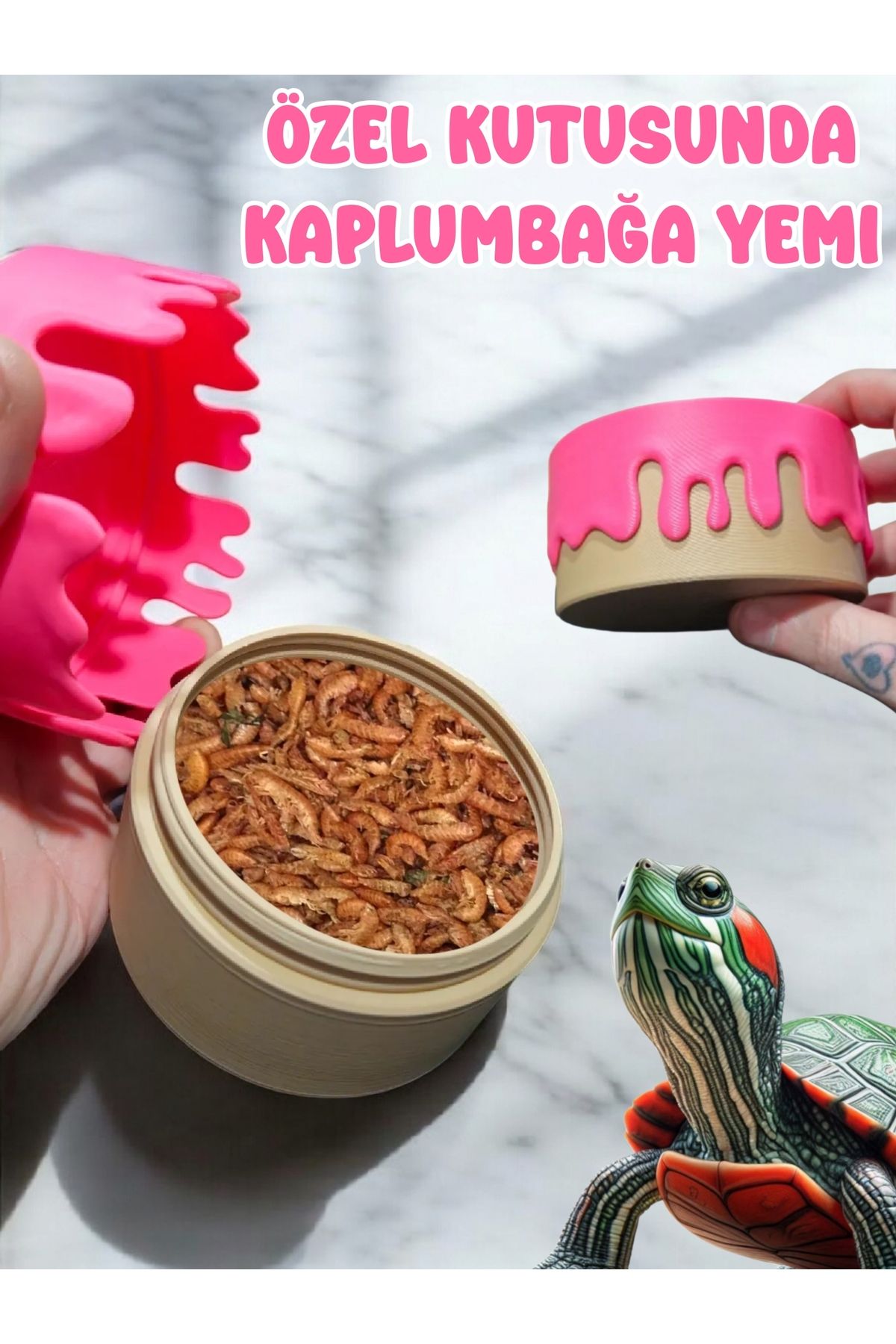 H×UUNG Kutulu Kurutulmuş Gammarus Karides Kaplumbağa Yemi ( Pembe - Renk ) 20 GR