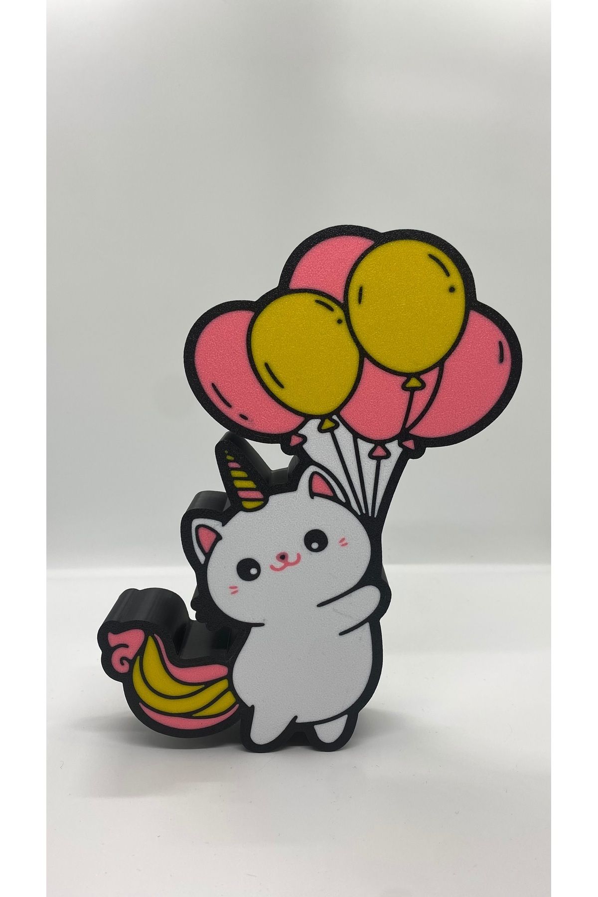 Güneş Sanat Evi Balon Tutan Unicorn Kedi Masa Ve Gece Lambası (Adaptörlü)