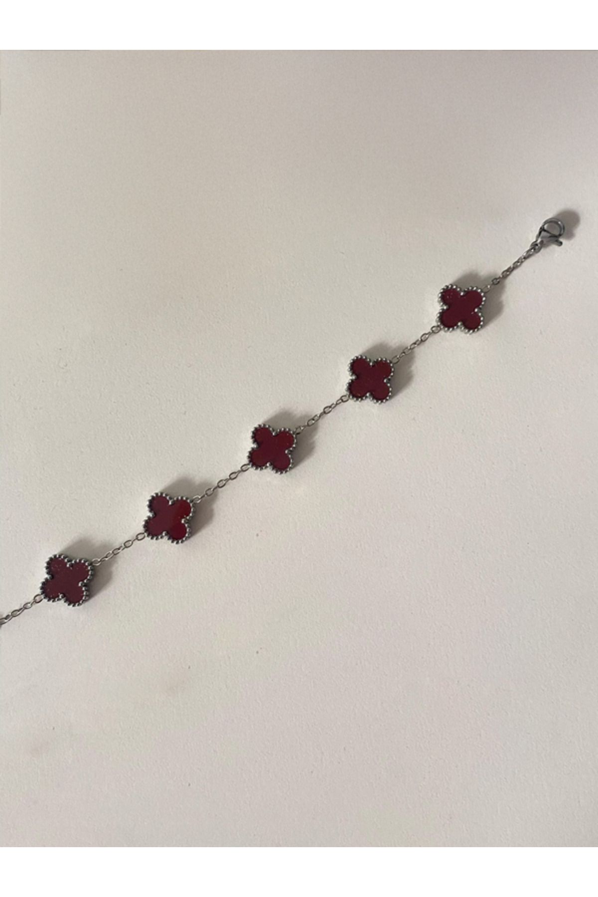 MODA Silver Van Cleef Bordo Bileklik