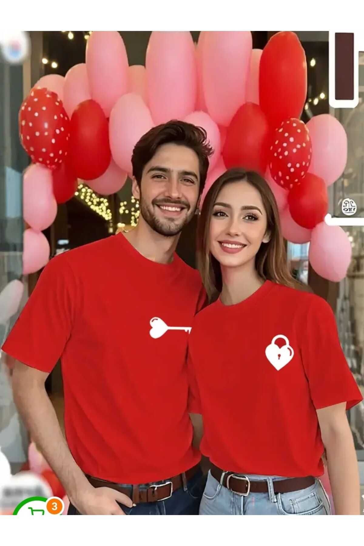 TekTarzz Unisex Kalp Anahtarlı Baskı Tasarımı Tshirt
