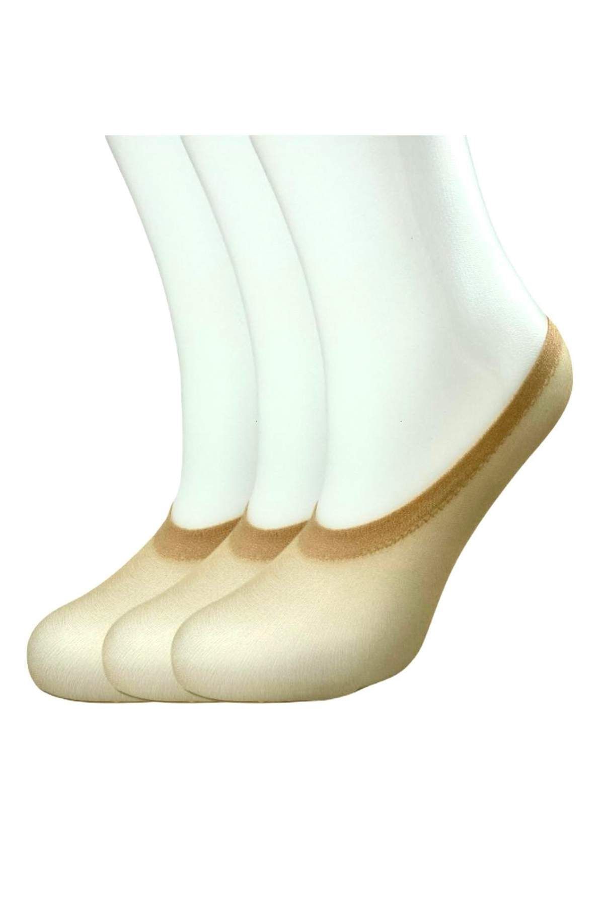 Shop58 Düşük Kesim Dikişsiz Kaçmaya Dayanıklı Ten Transparan Babet Çorabı 36-41 [ 3 Çift ]