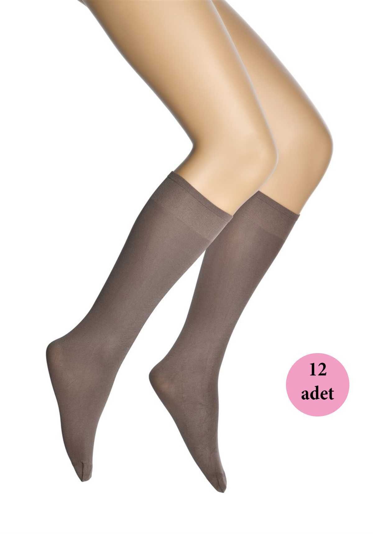 Shop58 12 Adet Mikro 70 Dizaltı Kadın Çorap Vizon 86
