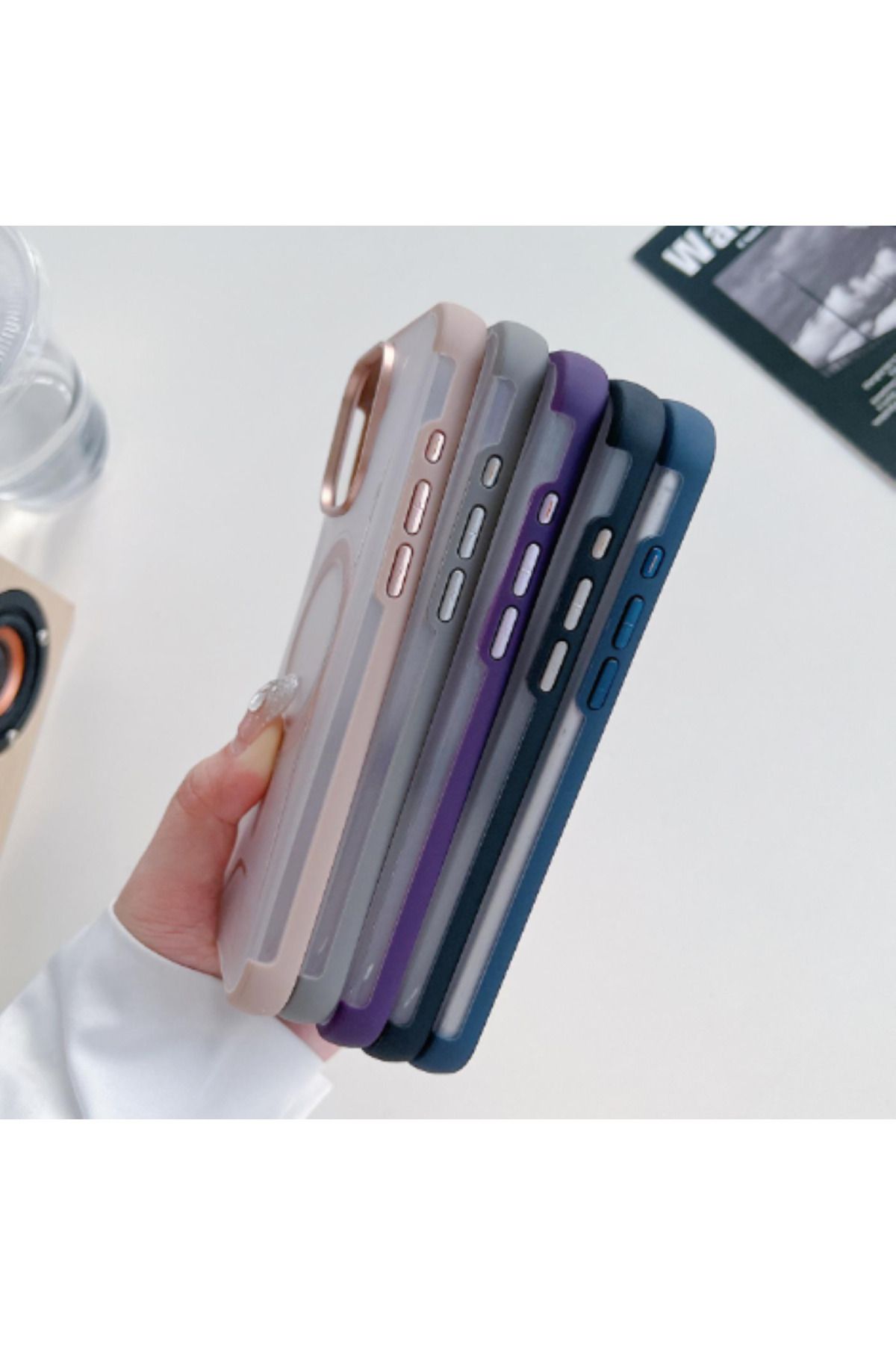 CASEALUNA Chrome Kamera Koruma Iphone 15Pro Magsafe Kılıf