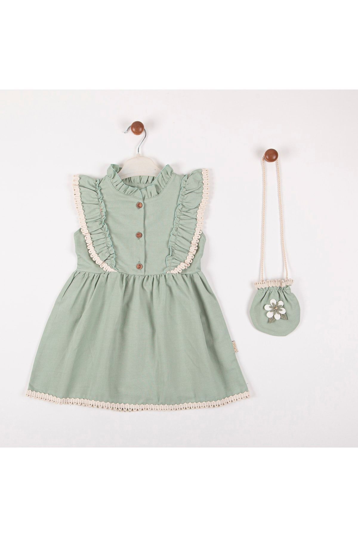 Nehirim Kids Kız Bebek ve Çocuk Çantalı Ve Dantelli Kısa Kollu Mevsimlik Salopet Bayramlık Elbise (2-3-4-5 YAŞ) fotoğrafı 4 (önizleme)