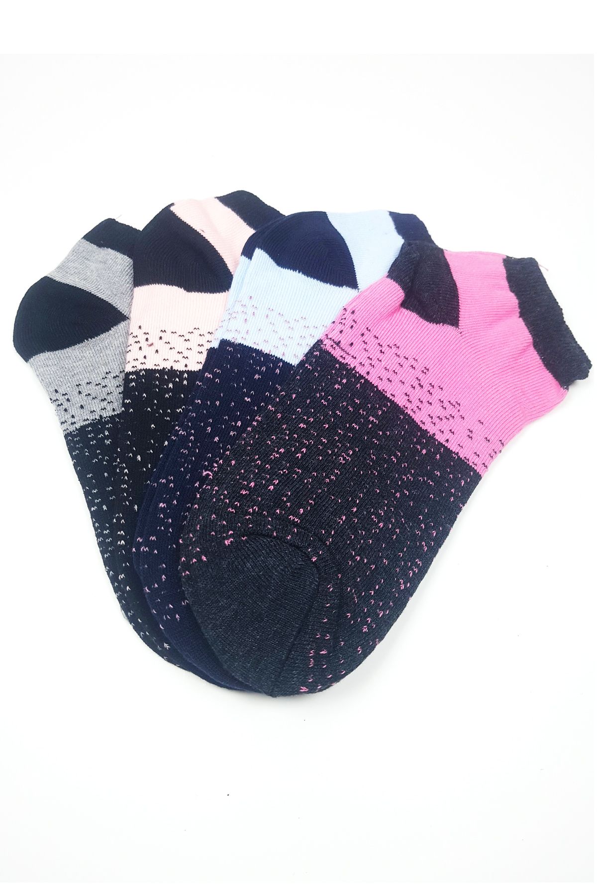 Shop58 Kadın Bilek Çorap Yazlık Pamuklu Yumuşak Nokta Desen 4 Çift