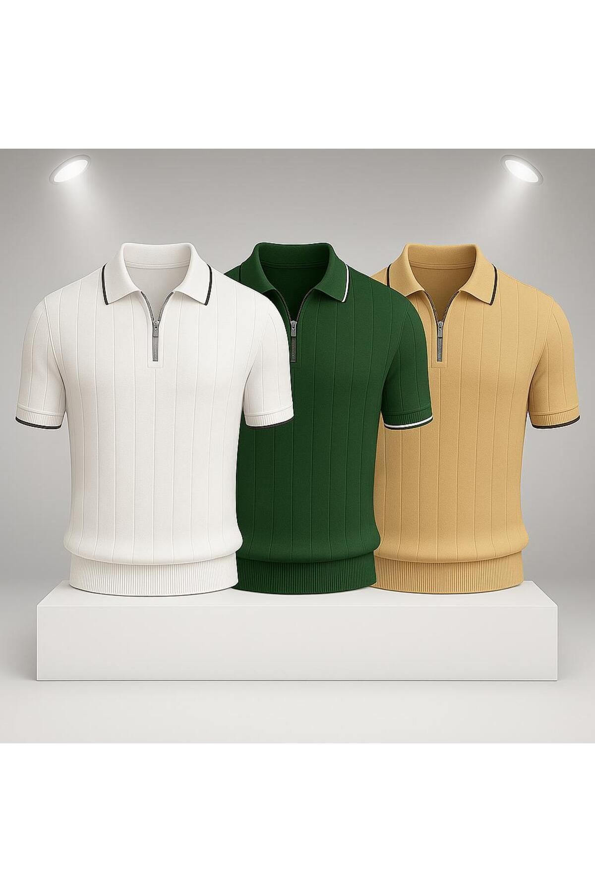 LC Waikiki 3'lü Avantaj Polo Yaka Fermuarlı Kısa Kollu Nefes Alabilen Erkek Yazlık Triko Tişört / T-shirt