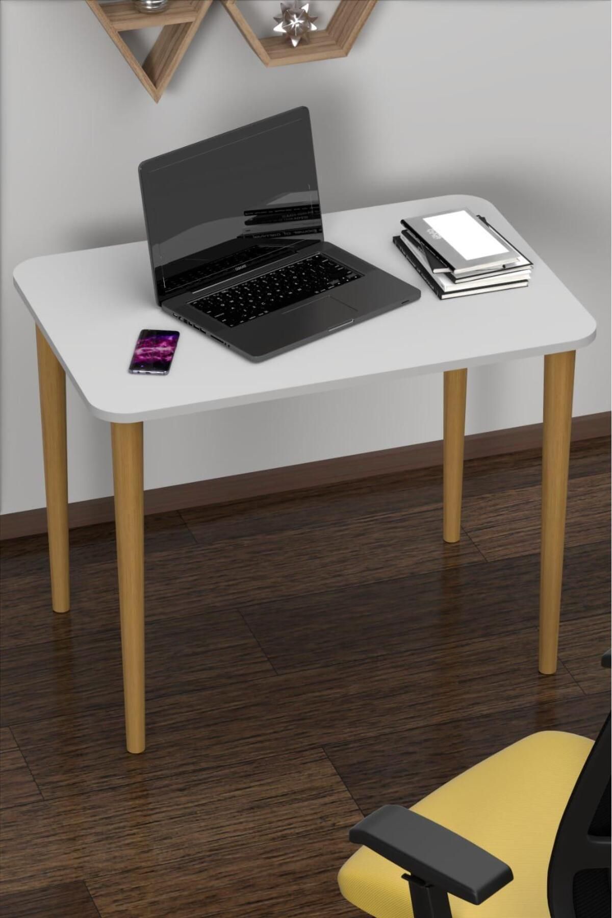 Evnalia 60x90 Cm Çalışma Bilgisayar Ofis Ders Yemek Masası Metal Aparat 75 Cm Ahşap Ayaklı
