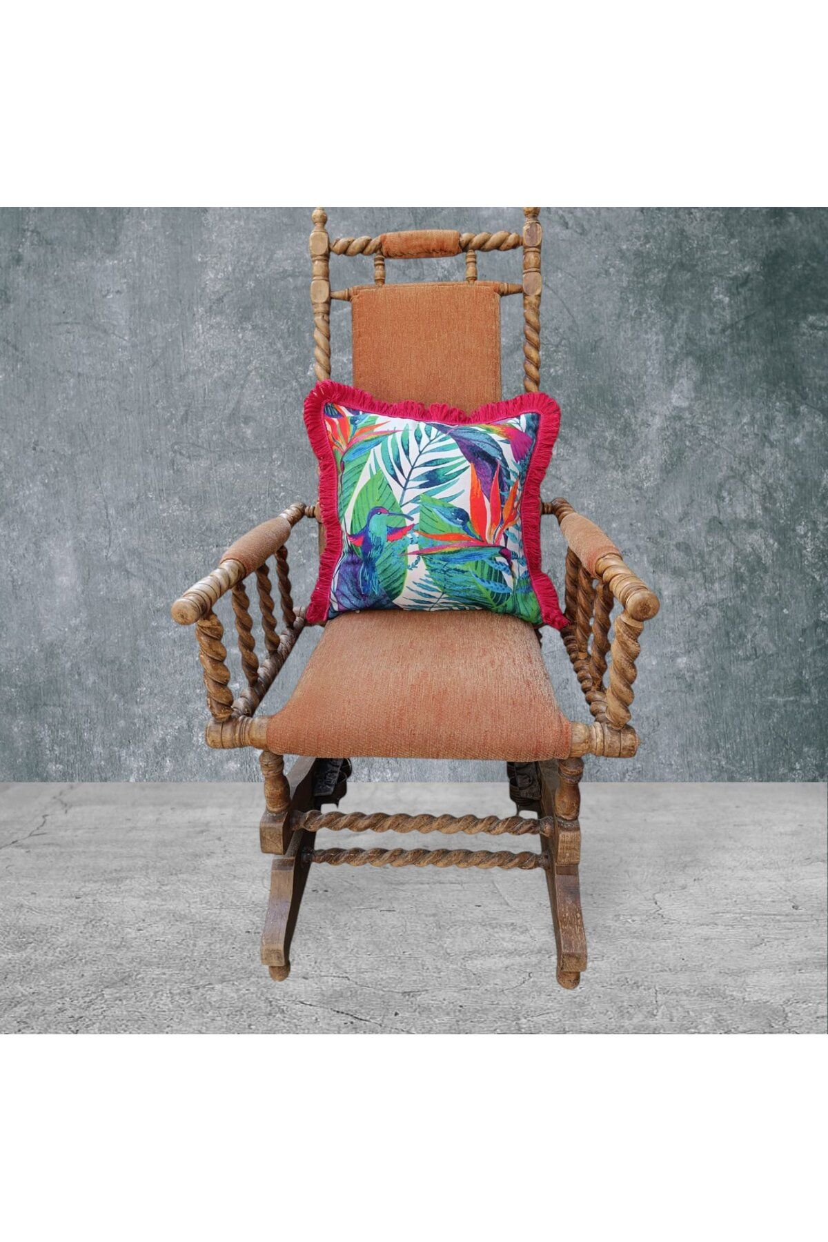 Sister Home Design Tropikal Çift Taraflı Dekoratif Püsküllü - Saçaklı Kırlent Kılıfı 1 Adet 43x43cm
