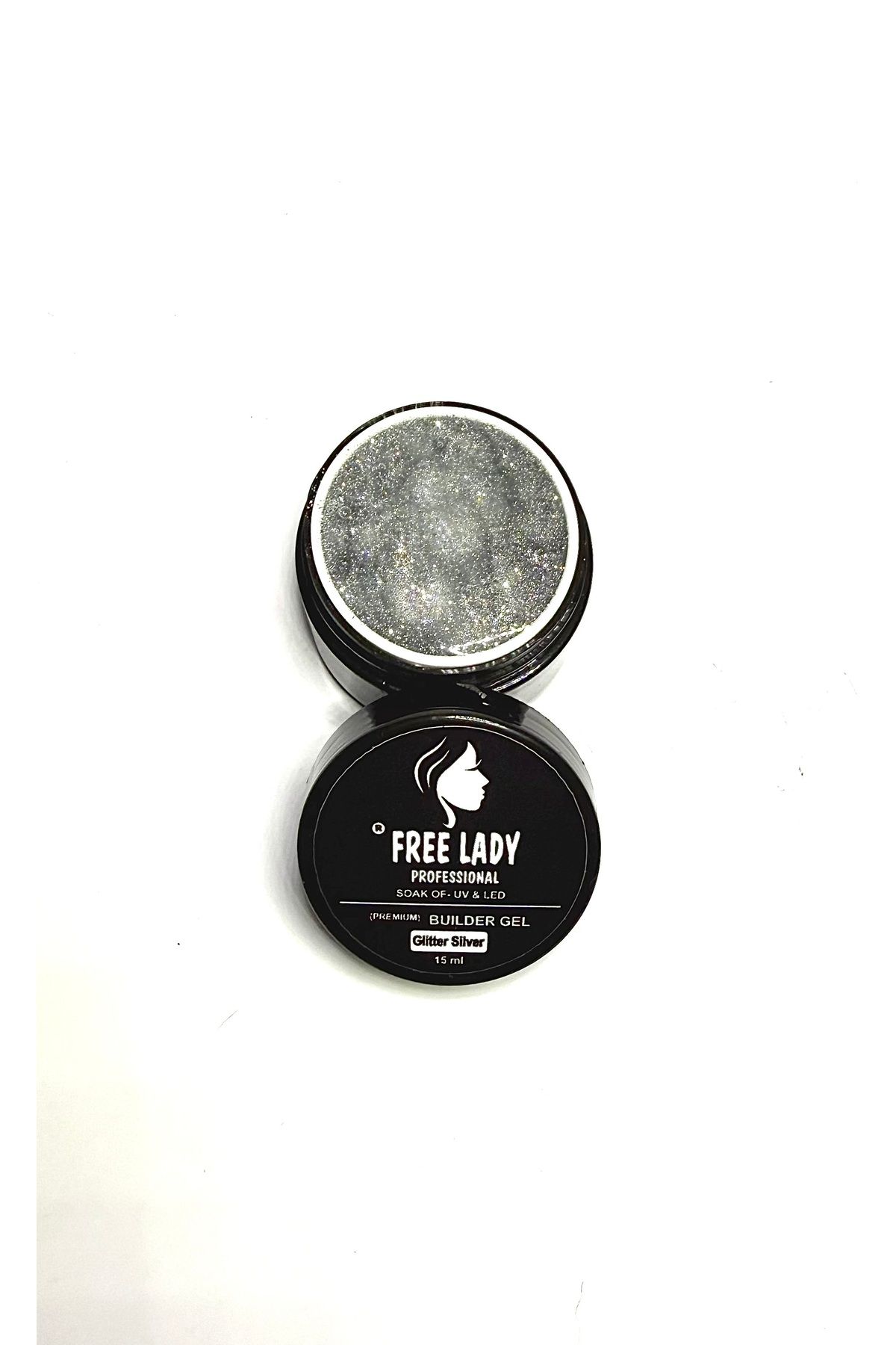 FREELADY Premium Protez Tırnak jeli Glitter Silver - 15ml Simli Gümüş Uv/led