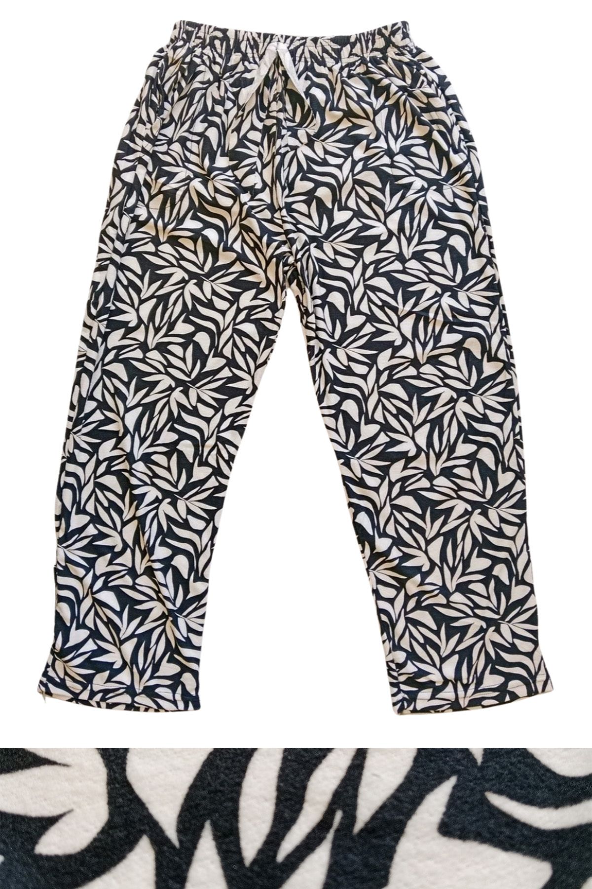 Shop58 Süet Cepli Pantolon Eşofman Pijama Altı Büyük Beden Düz Paça Desen 3