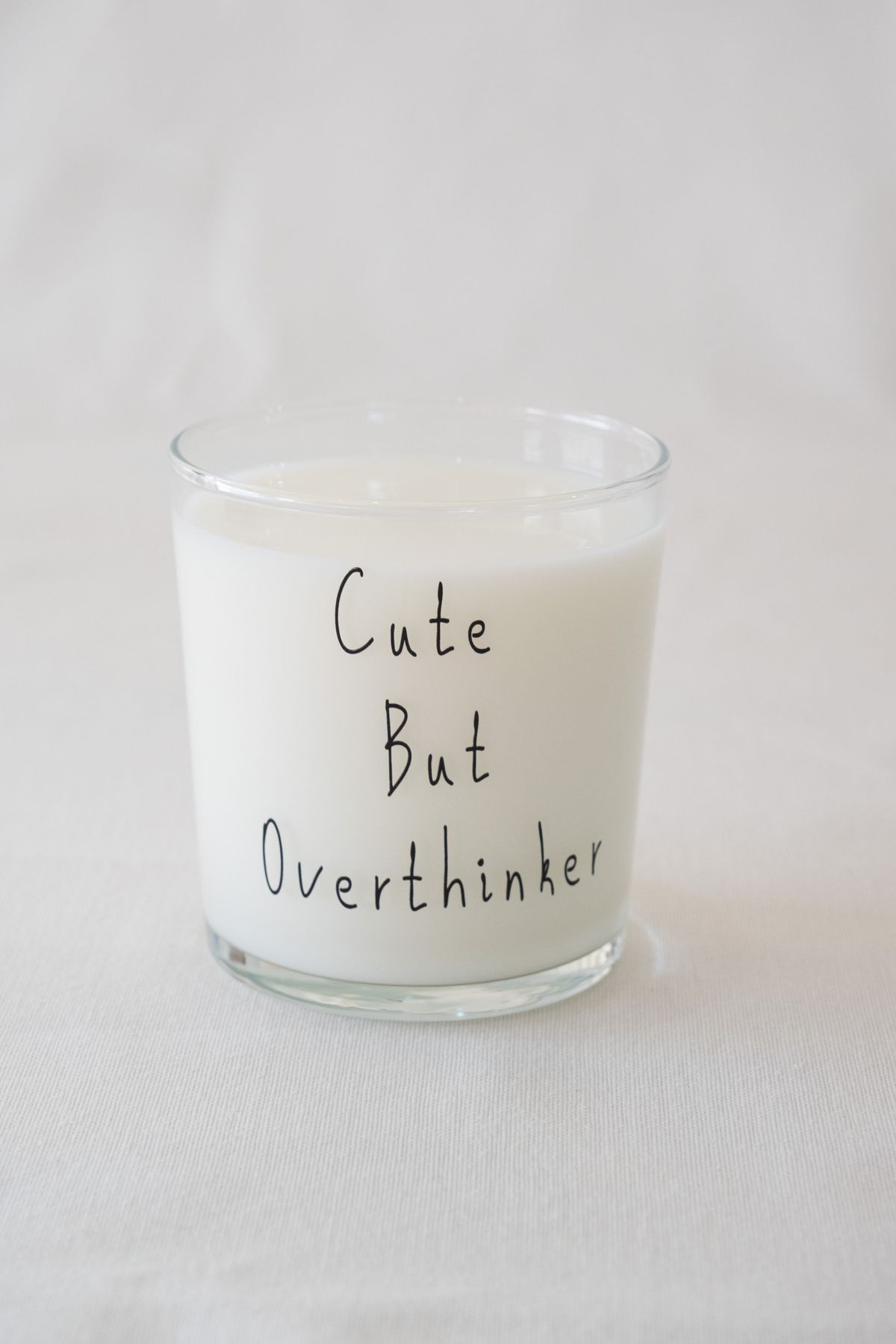 Beige & Stone "Cute But Overthinker" Cam Meşrubat & Su Bardağı - 380 mL
