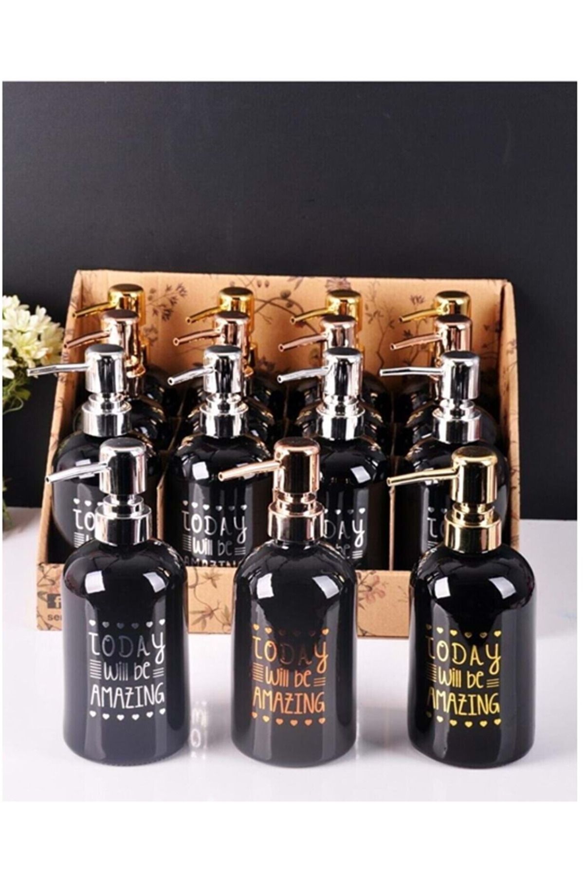 Shop58 Yaldızlı Siyah Sıvı Sabunluk 1 Adet Hediye Çantam-PAÇİ400708