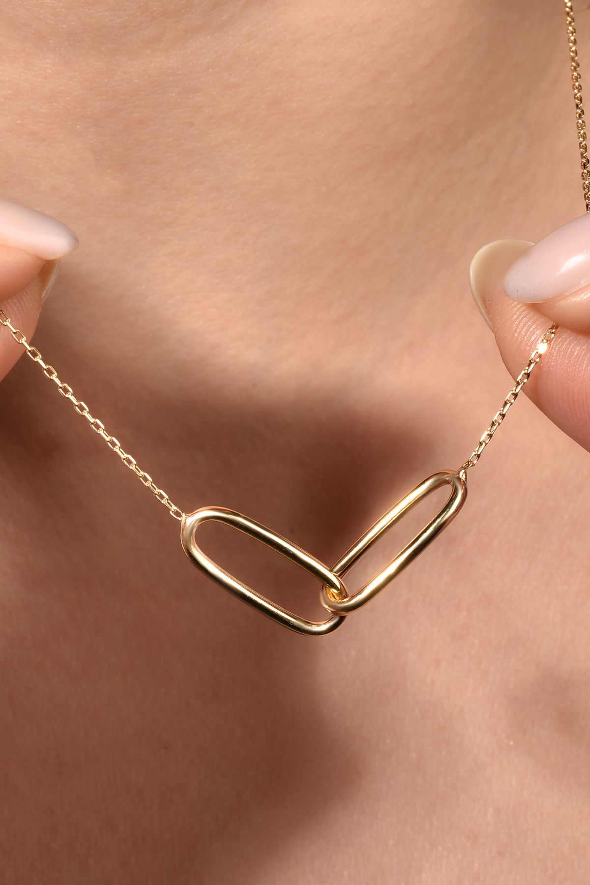 Nox Jewelry 14 Ayar Altın Kaplama Bağlantılı Sonsuzluk Gümüş Kolyesi - CN00449