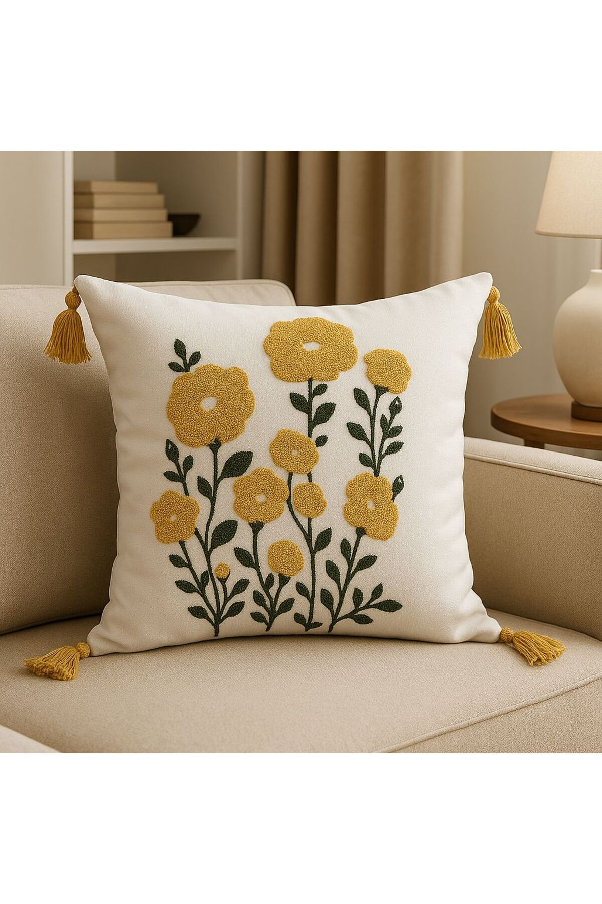 Salteks Punch Panç Nakşlı Dekoratif kırlent Kılıfı (1Adet) 44x44 Cm