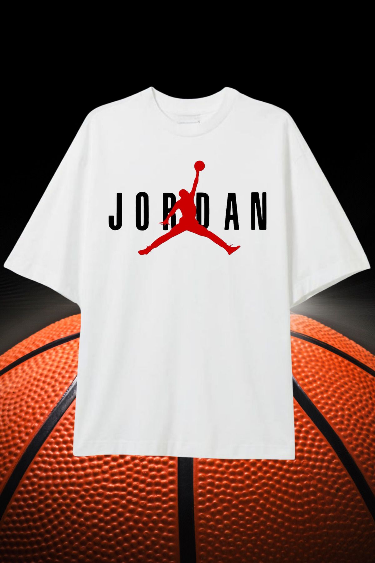 Dupe Design Basketbol Baskılı Beyaz Oversize T-shirt