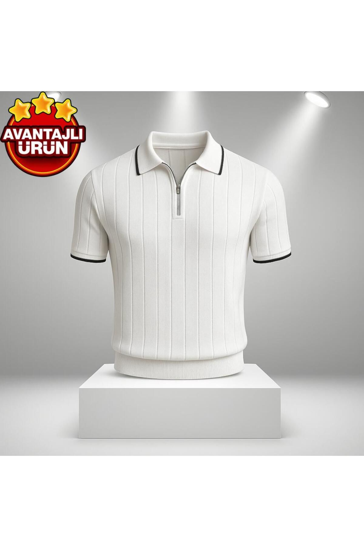 LC Waikiki Polo Yaka Fermuarlı Kısa Kollu Nefes Alabilen Erkek Yazlık Triko Tişört / T-shirt