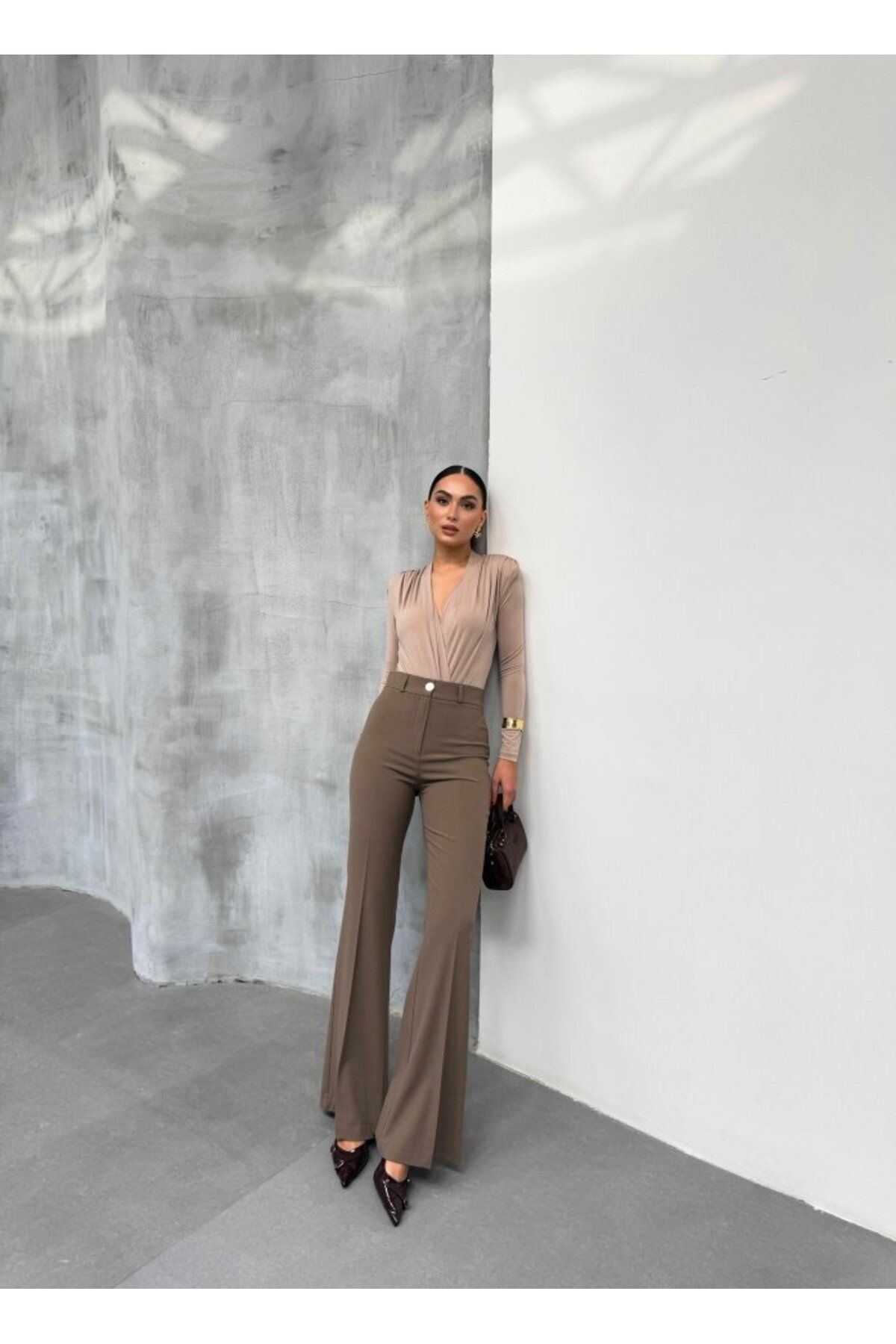 Şair 230 Gr Poly Viscose Full Lycra İspanyol Paça Pantolon