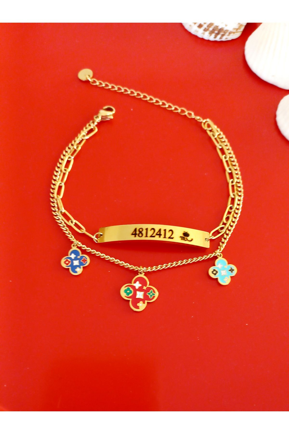 mutasarım Çelik Bleklik 4812412 Sayı Sekanslı Gold Renk İkili Bileklik