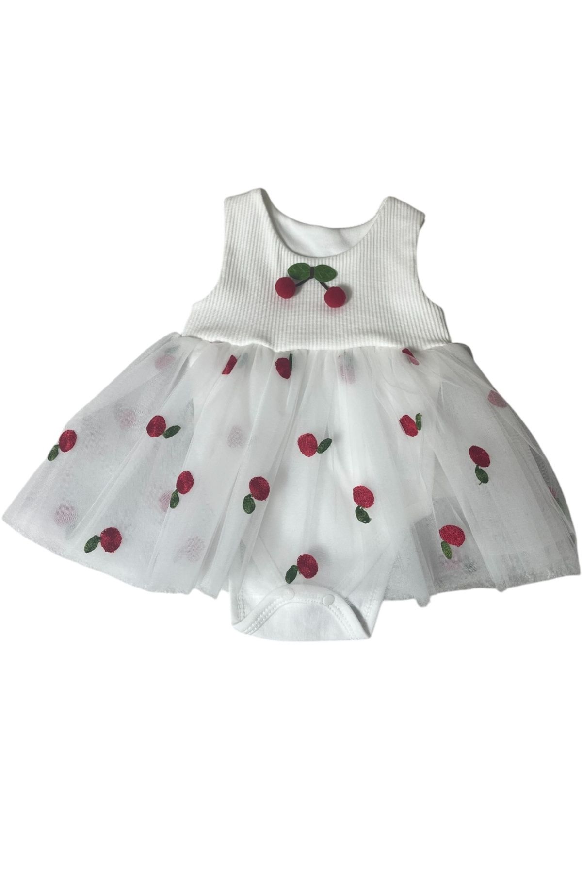 BİANCOFİGLİO kiraz desenli bebek elbise
