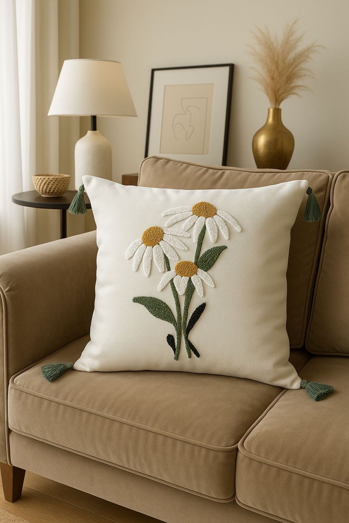 Salteks Punch Panç Nakşlı Dekoratif kırlent Kılıfı (1Adet) 44x44 Cm