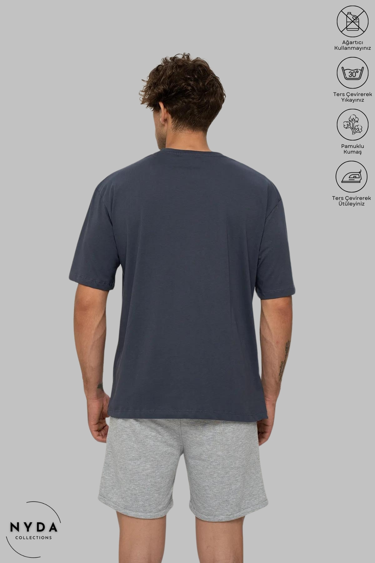 Nyda Collections-Unisex Crew Neck Size 10 Crown Printed Cotton Oversize Short Sleeve T-Shirt 6