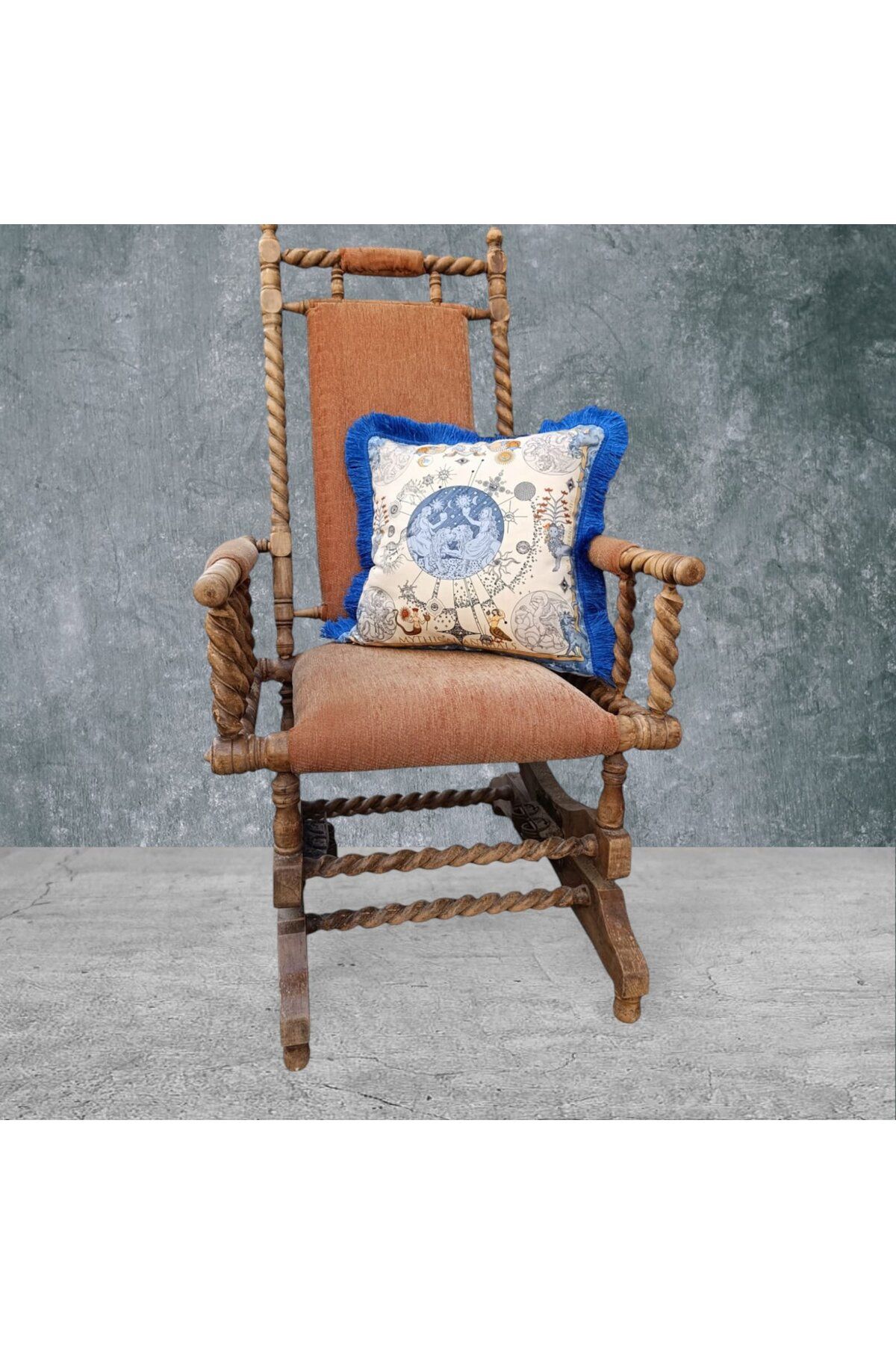 Sister Home Design Astroloji Çift Taraflı Dekoratif Püsküllü - Saçaklı Kırlent Kılıfı 1 Adet 43x43cm
