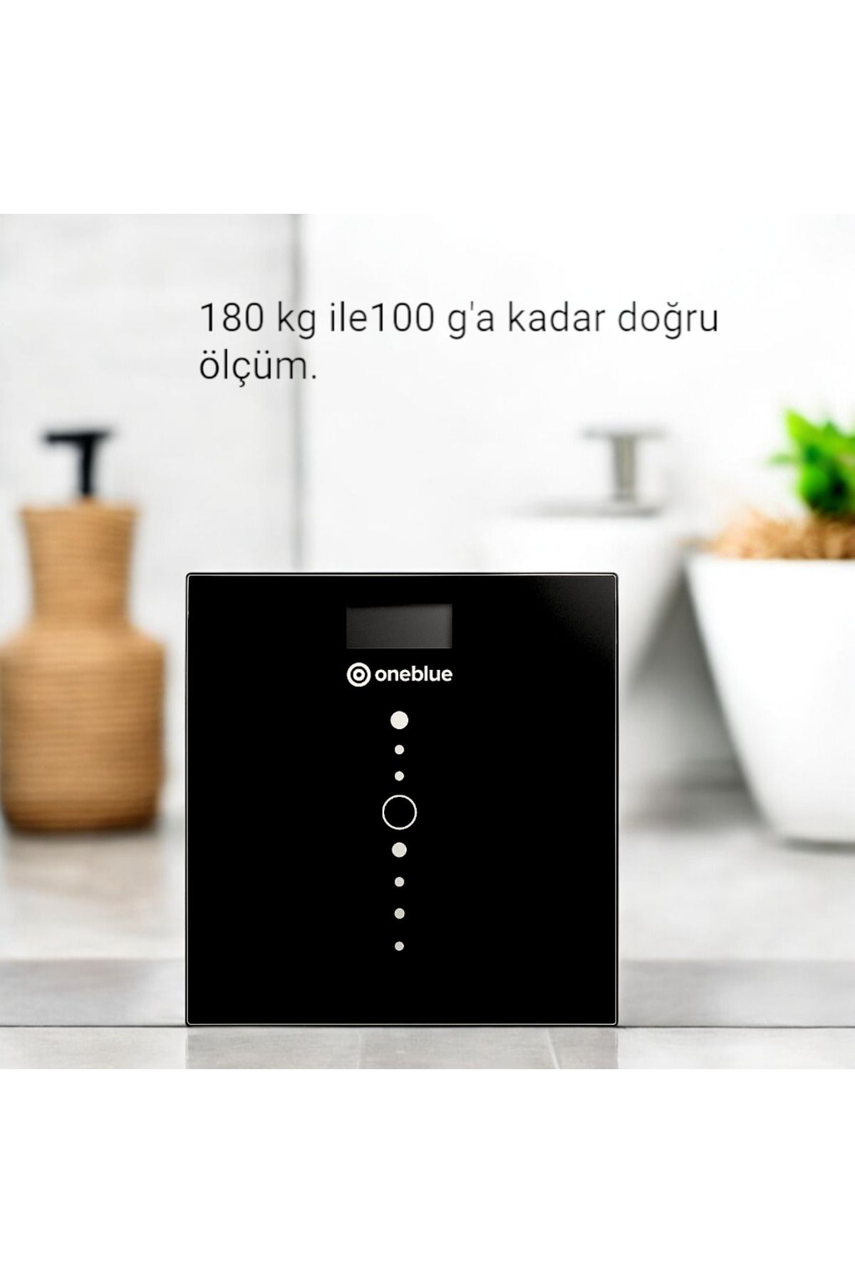 oneblue Siyah Akıllı Dijital Banyo Tartısı Ob-bt01 180 Kg Kapasiteli Hassas Ölçüm