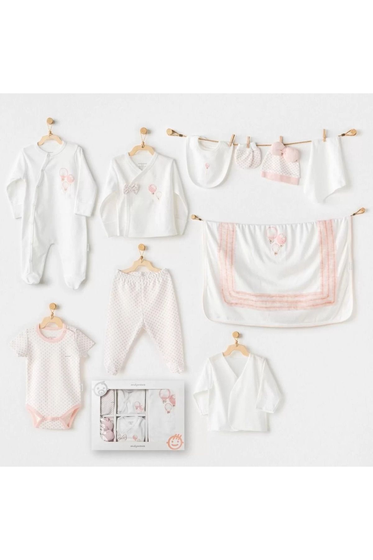 Shop58 Andywawa Ac25551 Newborn Set Pınk Baloons 10'lu Hastane Çıkışı Ekru