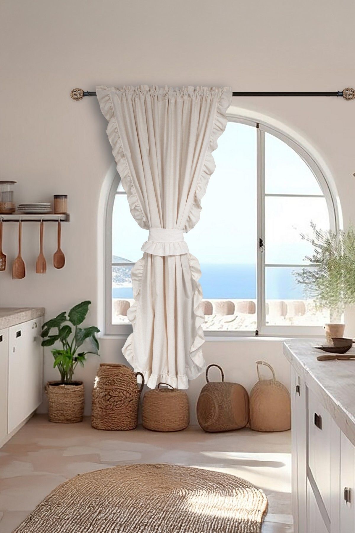 cotton maison Perdele De In Cu Volane Cu O Singură Aripă Romantic Cu Volan - 80 x 110
