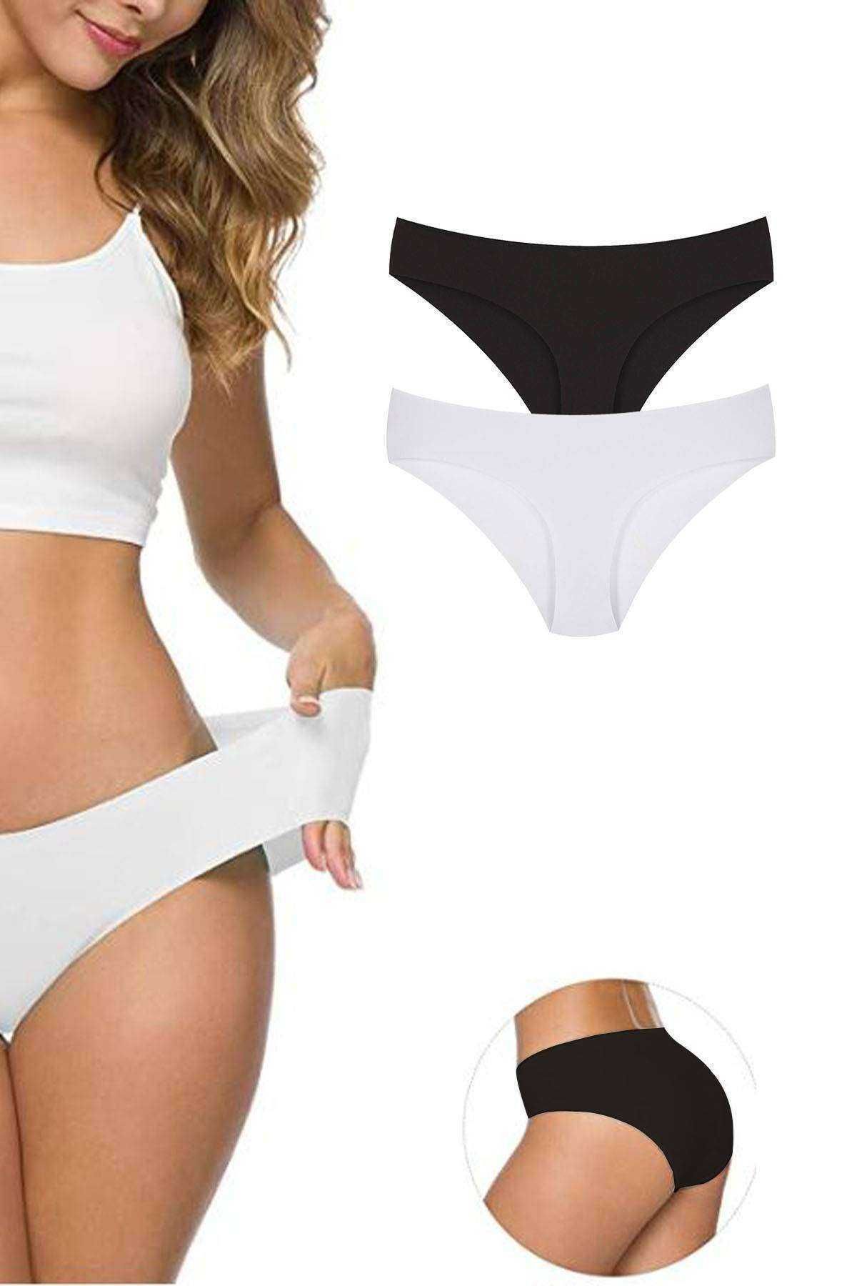 Shop58 2 Adet Kadın Dikişsiz Lazer Kesim Esnek İz yapmayan Külot S1