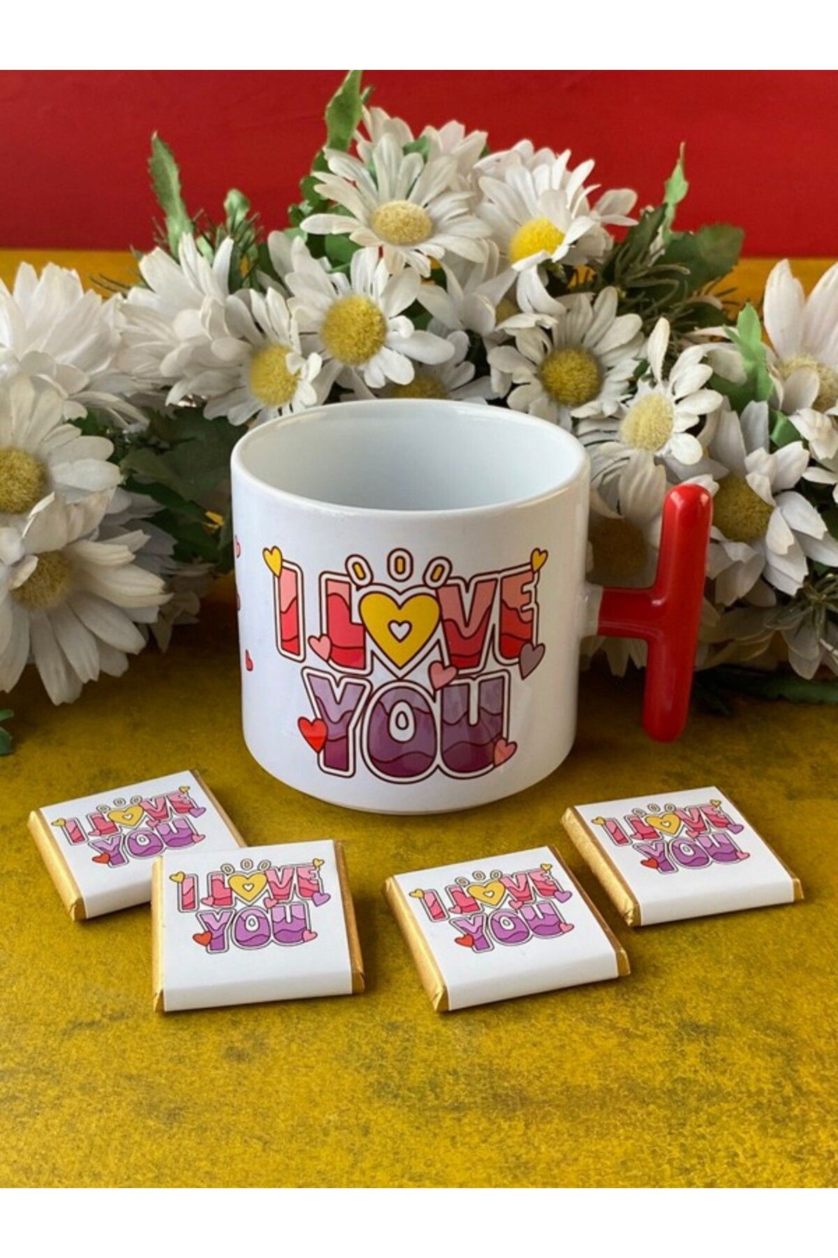 Hepsi Enteresan Çikolatalı "I LOVE YOU" Kupası, Sevgiliye Özel, Sevgiliye Hediye, Sevgililer Günü